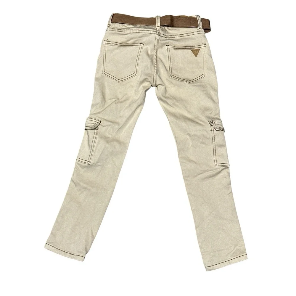 Celebrity Ace‎ GIRLS Size 8 Beige Cargo Pants W/ Belt Cot/Ray/Spandex RN155336